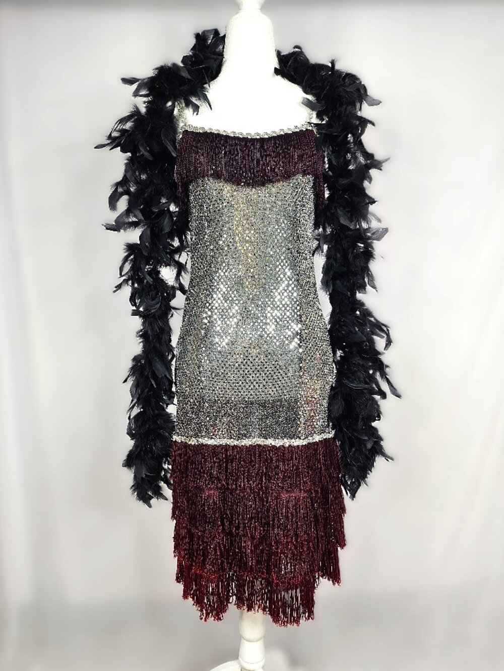 Handmade Silver Sequin Fringe Flapper Dress | Gatsby | Halloween Costume | 4-6